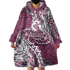 Personalised Manly Warringah Sea Eagles Wearable Blanket Hoodie Polynesian Tribal Pattern With Rugby Sea Eagle Mascot Art