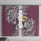 Personalised Manly Warringah Sea Eagles Window Curtain Polynesian Tribal Pattern With Rugby Sea Eagle Mascot Art
