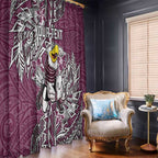 Personalised Manly Warringah Sea Eagles Window Curtain Polynesian Tribal Pattern With Rugby Sea Eagle Mascot Art