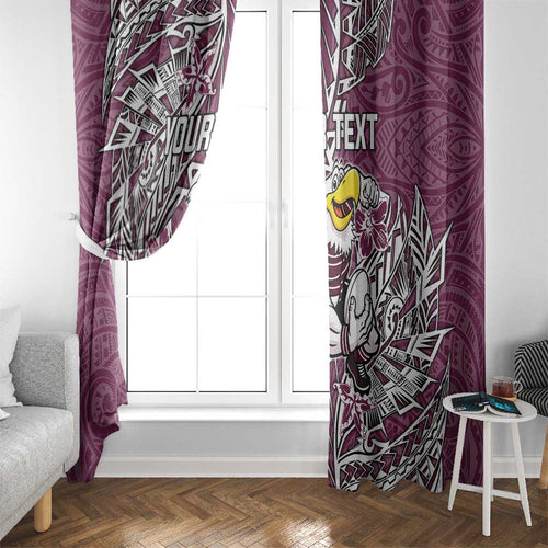 Personalised Manly Warringah Sea Eagles Window Curtain Polynesian Tribal Pattern With Rugby Sea Eagle Mascot Art