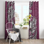 Personalised Manly Warringah Sea Eagles Window Curtain Polynesian Tribal Pattern With Rugby Sea Eagle Mascot Art