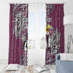 Personalised Manly Warringah Sea Eagles Window Curtain Polynesian Tribal Pattern With Rugby Sea Eagle Mascot Art