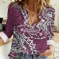 Personalised Manly Warringah Sea Eagles Women Casual Shirt Polynesian Tribal Pattern With Rugby Sea Eagle Mascot Art