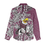 Personalised Manly Warringah Sea Eagles Women Casual Shirt Polynesian Tribal Pattern With Rugby Sea Eagle Mascot Art
