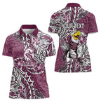Personalised Manly Warringah Sea Eagles Women Polo Shirt Polynesian Tribal Pattern With Rugby Sea Eagle Mascot Art