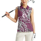 Personalised Manly Warringah Sea Eagles Women Sleeveless Polo Shirt Polynesian Tribal Pattern With Rugby Sea Eagle Mascot Art