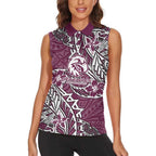 Personalised Manly Warringah Sea Eagles Women Sleeveless Polo Shirt Polynesian Tribal Pattern With Rugby Sea Eagle Mascot Art