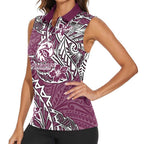 Personalised Manly Warringah Sea Eagles Women Sleeveless Polo Shirt Polynesian Tribal Pattern With Rugby Sea Eagle Mascot Art