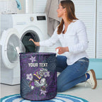 Personalised Melbourne Storm Laundry Basket Polynesian Tribal Pattern With Rugby Storm Man Mascot Art