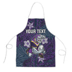 Personalised Melbourne Storm Apron Polynesian Tribal Pattern With Rugby Storm Man Mascot Art
