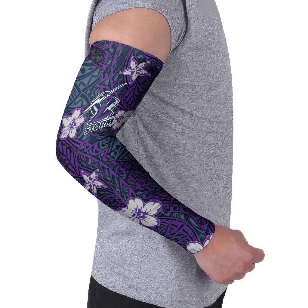 Personalised Melbourne Storm Arm Sleeves Polynesian Tribal Pattern With Rugby Storm Man Mascot Art