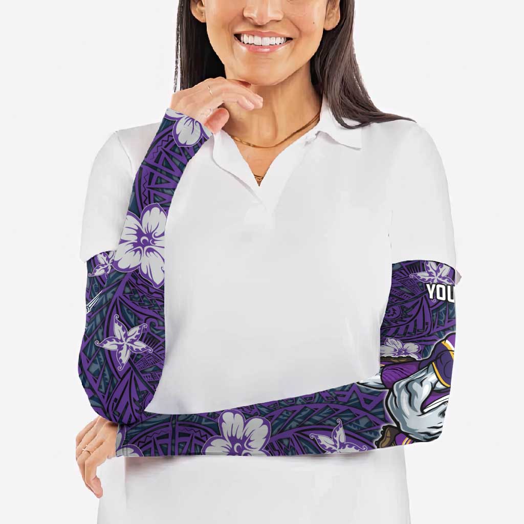 Personalised Melbourne Storm Arm Sleeves Polynesian Tribal Pattern With Rugby Storm Man Mascot Art