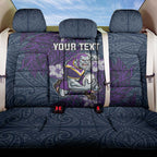 Personalised Melbourne Storm Back Car Seat Cover Polynesian Tribal Pattern With Rugby Storm Man Mascot Art