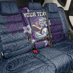 Personalised Melbourne Storm Back Car Seat Cover Polynesian Tribal Pattern With Rugby Storm Man Mascot Art