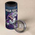 Personalised Melbourne Storm 4 in 1 Can Cooler Tumbler Polynesian Tribal Pattern With Rugby Storm Man Mascot Art