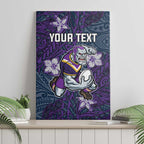 Personalised Melbourne Storm Canvas Wall Art Polynesian Tribal Pattern With Rugby Storm Man Mascot Art