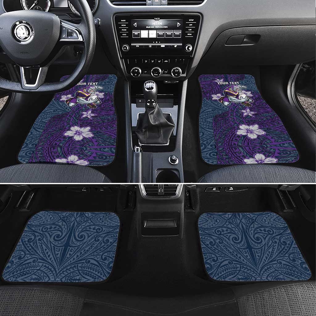 Personalised Melbourne Storm Car Mats Polynesian Tribal Pattern With Rugby Storm Man Mascot Art