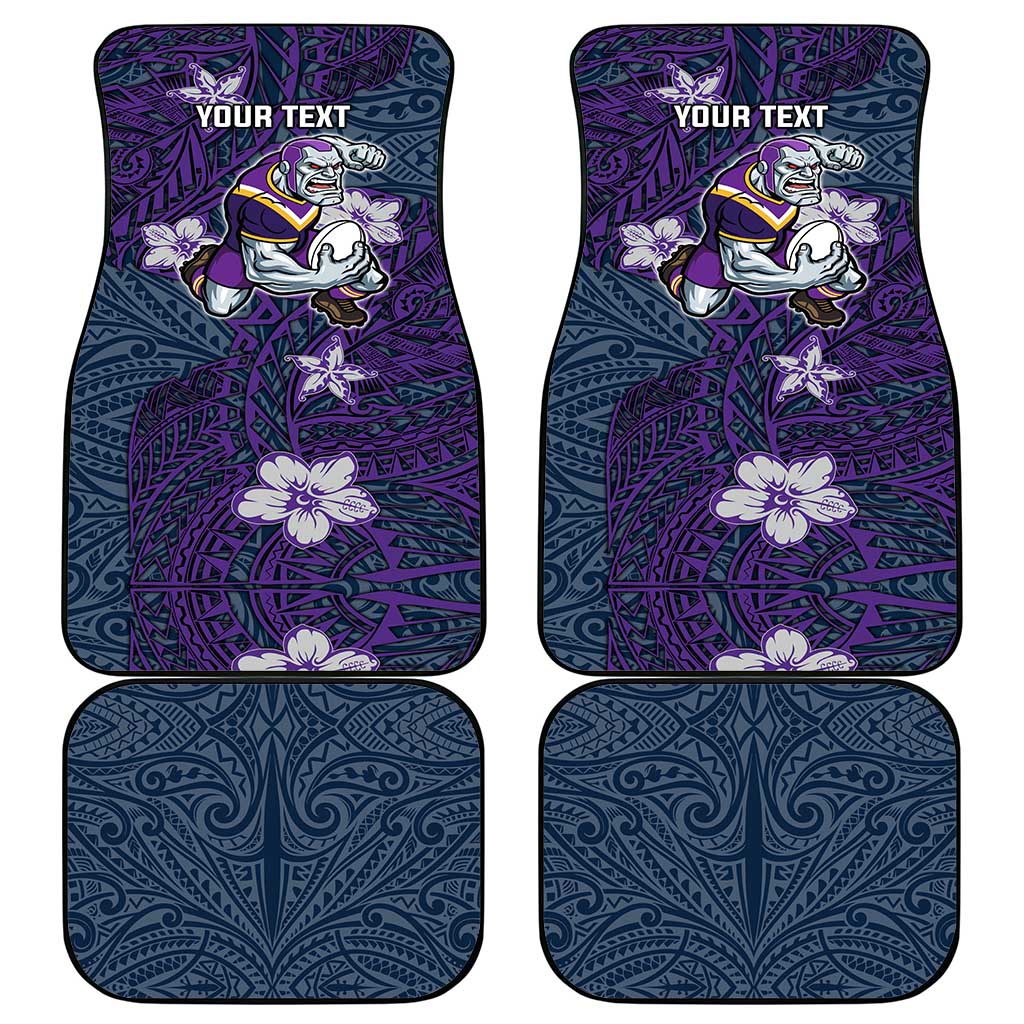 Personalised Melbourne Storm Car Mats Polynesian Tribal Pattern With Rugby Storm Man Mascot Art