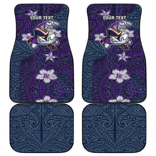 Personalised Melbourne Storm Car Mats Polynesian Tribal Pattern With Rugby Storm Man Mascot Art