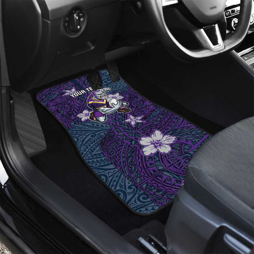 Personalised Melbourne Storm Car Mats Polynesian Tribal Pattern With Rugby Storm Man Mascot Art