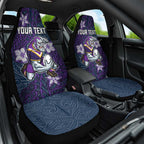 Personalised Melbourne Storm Car Seat Cover Polynesian Tribal Pattern With Rugby Storm Man Mascot Art