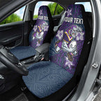 Personalised Melbourne Storm Car Seat Cover Polynesian Tribal Pattern With Rugby Storm Man Mascot Art