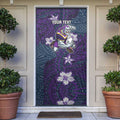 Personalised Melbourne Storm Door Cover Polynesian Tribal Pattern With Rugby Storm Man Mascot Art