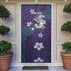 Personalised Melbourne Storm Door Cover Polynesian Tribal Pattern With Rugby Storm Man Mascot Art