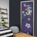 Personalised Melbourne Storm Door Cover Polynesian Tribal Pattern With Rugby Storm Man Mascot Art