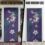 Personalised Melbourne Storm Door Cover Polynesian Tribal Pattern With Rugby Storm Man Mascot Art