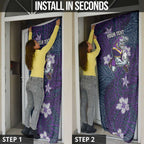 Personalised Melbourne Storm Door Cover Polynesian Tribal Pattern With Rugby Storm Man Mascot Art