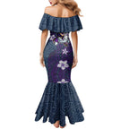 Personalised Melbourne Storm Family Matching Mermaid Dress and Hawaiian Shirt Polynesian Tribal Pattern With Rugby Storm Man Mascot Art