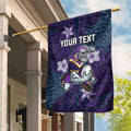 Personalised Melbourne Storm Garden Flag Polynesian Tribal Pattern With Rugby Storm Man Mascot Art