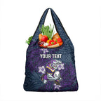 Personalised Melbourne Storm Grocery Bag Polynesian Tribal Pattern With Rugby Storm Man Mascot Art