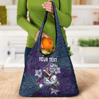 Personalised Melbourne Storm Grocery Bag Polynesian Tribal Pattern With Rugby Storm Man Mascot Art
