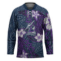 Personalised Melbourne Storm Hockey Jersey Polynesian Tribal Pattern With Rugby Storm Man Mascot Art