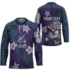 Personalised Melbourne Storm Hockey Jersey Polynesian Tribal Pattern With Rugby Storm Man Mascot Art
