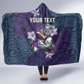 Personalised Melbourne Storm Hooded Blanket Polynesian Tribal Pattern With Rugby Storm Man Mascot Art