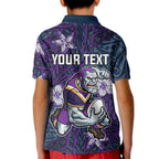 Personalised Melbourne Storm Kid Polo Shirt Polynesian Tribal Pattern With Rugby Storm Man Mascot Art