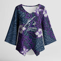 Personalised Melbourne Storm Kimono Sleeve Blouse Polynesian Tribal Pattern With Rugby Storm Man Mascot Art