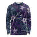 Personalised Melbourne Storm Long Sleeve Shirt Polynesian Tribal Pattern With Rugby Storm Man Mascot Art
