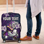 Personalised Melbourne Storm Luggage Cover Polynesian Tribal Pattern With Rugby Storm Man Mascot Art