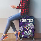 Personalised Melbourne Storm Luggage Cover Polynesian Tribal Pattern With Rugby Storm Man Mascot Art