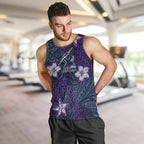 Personalised Melbourne Storm Men Tank Top Polynesian Tribal Pattern With Rugby Storm Man Mascot Art