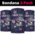 Personalised Melbourne Storm Neck Gaiter Polynesian Tribal Pattern With Rugby Storm Man Mascot Art