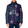 Personalised Melbourne Storm Padded Jacket Polynesian Tribal Pattern With Rugby Storm Man Mascot Art