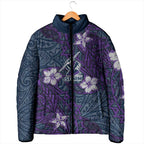 Personalised Melbourne Storm Padded Jacket Polynesian Tribal Pattern With Rugby Storm Man Mascot Art