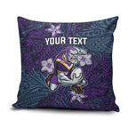 Personalised Melbourne Storm Pillow Cover Polynesian Tribal Pattern With Rugby Storm Man Mascot Art