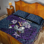 Personalised Melbourne Storm Quilt Bed Set Polynesian Tribal Pattern With Rugby Storm Man Mascot Art