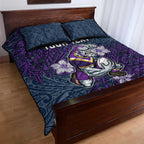 Personalised Melbourne Storm Quilt Bed Set Polynesian Tribal Pattern With Rugby Storm Man Mascot Art